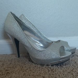 Rampage Silver Sparkly High Heels